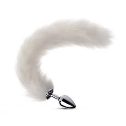 Honey Play Box Long Fox Tail Butt Plug - White Fur Anal Toys