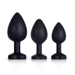 Honey Play Box White Gem Black Silicone Butt Plug Set