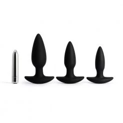 Honey Play Box Ariel - Silicone Vibrating Anal Plug Trainning Kit - Black
