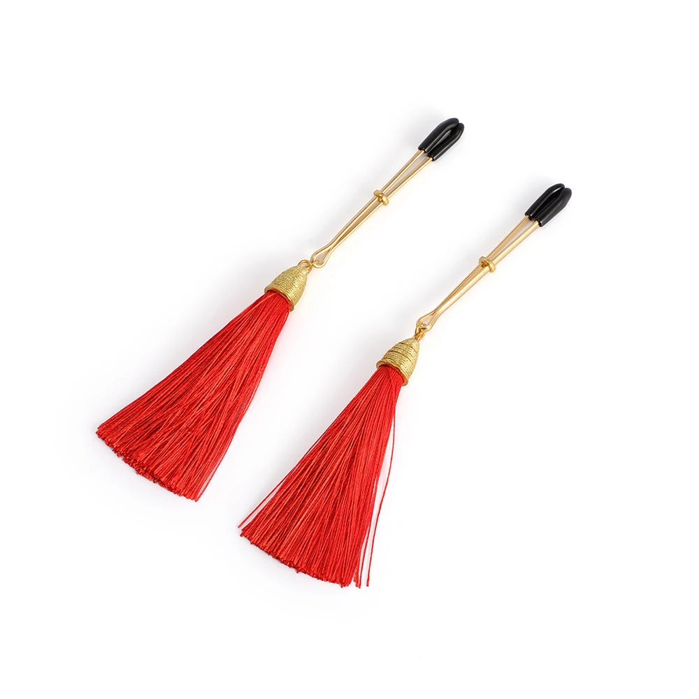 Honey Play Box Nipple Clips Red Tassels BDSM 2 Honey Play Box Nipple Clips Red Tassels BDSM