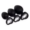 Honey Play Box White Gem Black Silicone Butt Plug Set