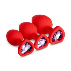 Honey Play Box Light Purple Gem Red Silicone Butt Plug Set Anal Toys