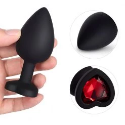 Honey Play Box Red Gem Black Silicone Butt Plug Set