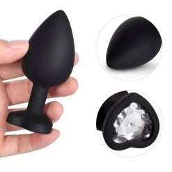 Honey Play Box White Gem Black Silicone Butt Plug Set