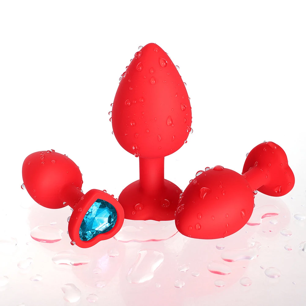 Honey Play Box Blue Gem Red Silicone Butt Plug Set Anal Toys 5 Honey Play Box Blue Gem Red Silicone Butt Plug Set Anal Toys