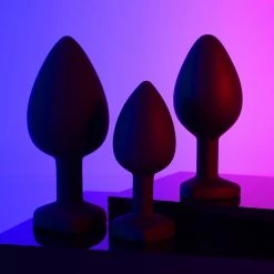 Honey Play Box Rainbow Gem Black Silicone Butt Plug Set Anal Toys