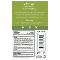 Topco Sales Climax Hemp Seed Desensitizing Spray - 4 Fl. Oz.